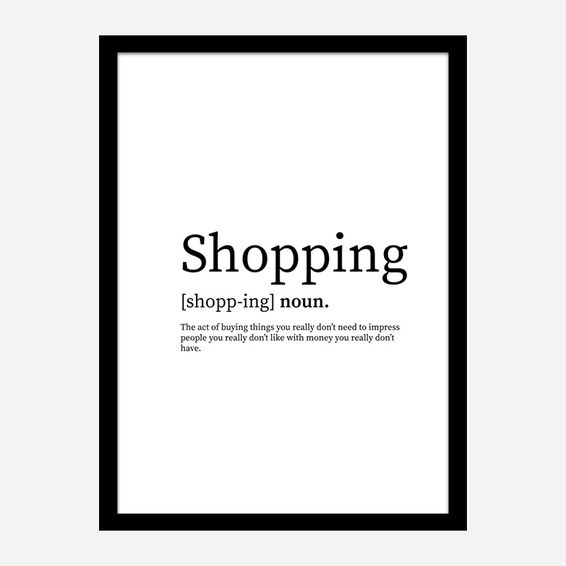 Shopping Definition Typography Wall Art