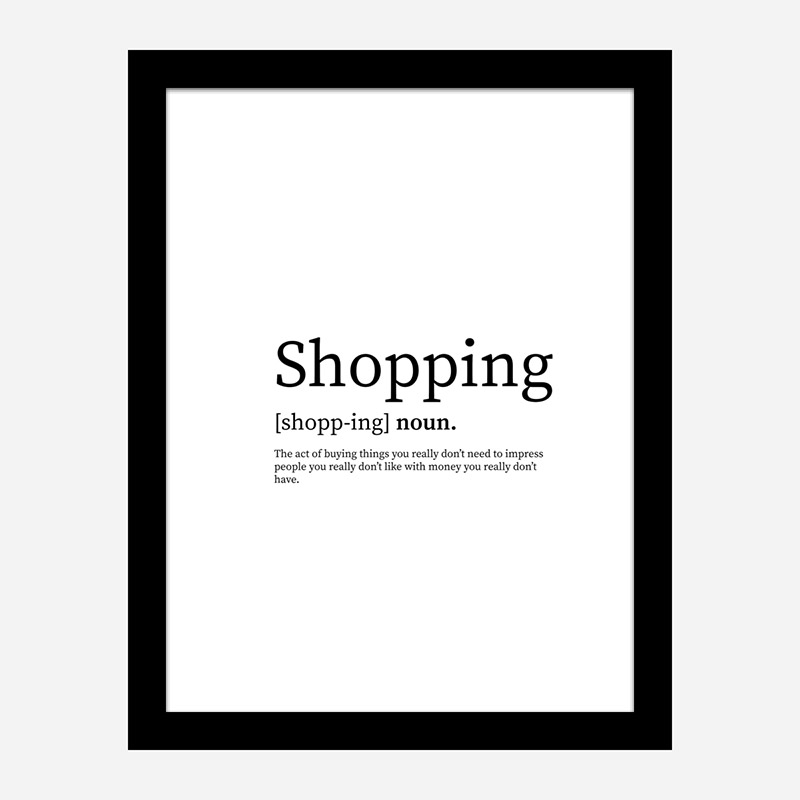 Shopping Definition Typography Wall Art