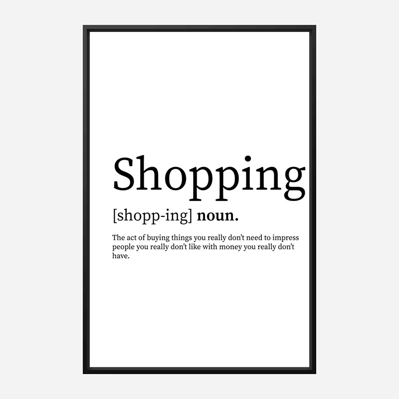 Shopping Definition Typography Wall Art