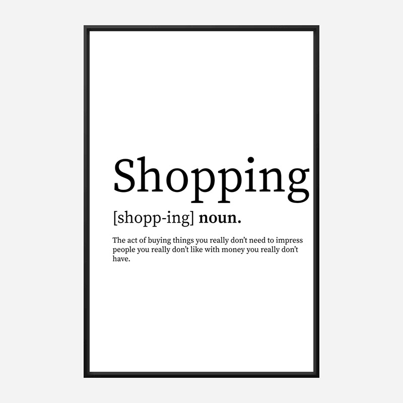 Shopping Definition Typography Wall Art