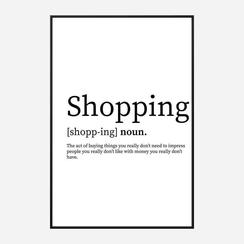 Shopping Definition Typography Wall Art