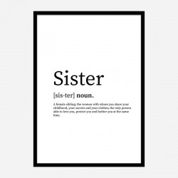 Sister Definition Typography Wall Art