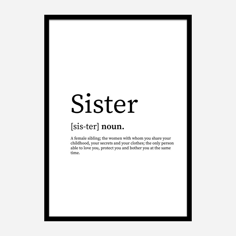 Sister Definition Typography Wall Art