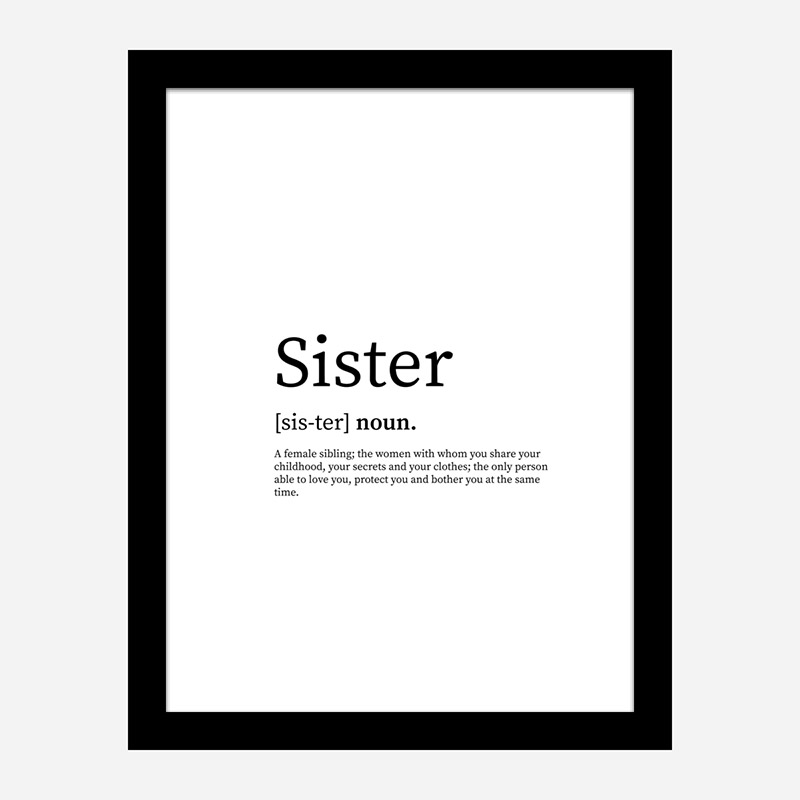 Sister Definition Typography Wall Art