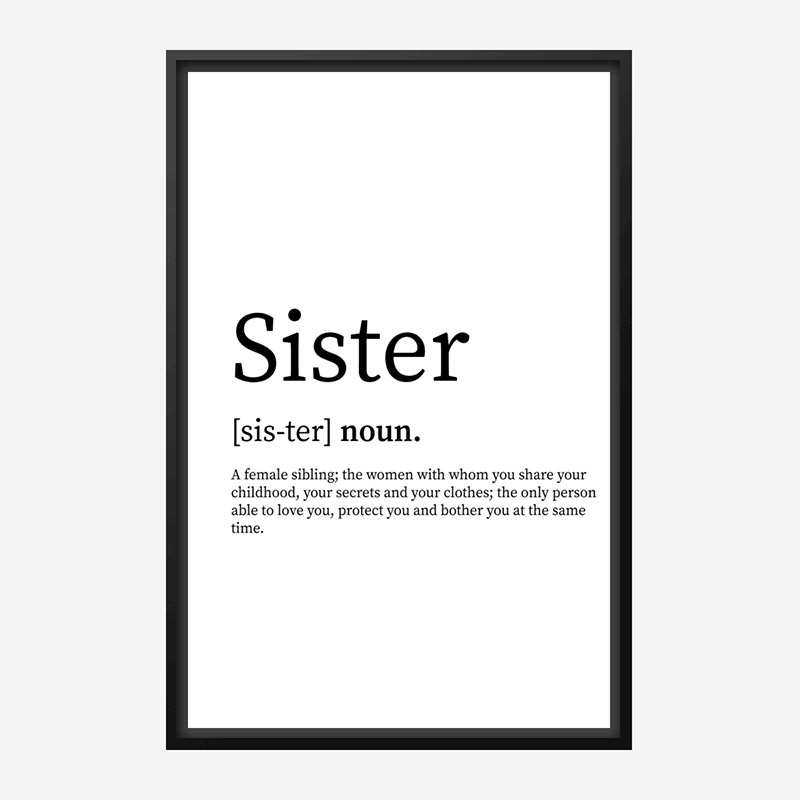 Sister Definition Typography Wall Art