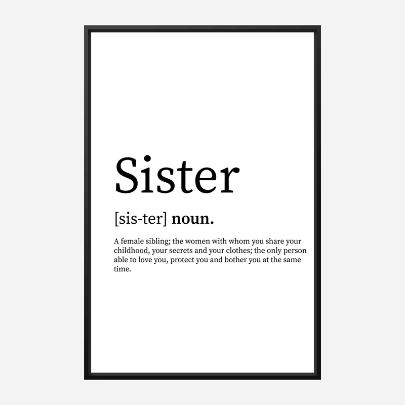 Sister Definition Typography Wall Art