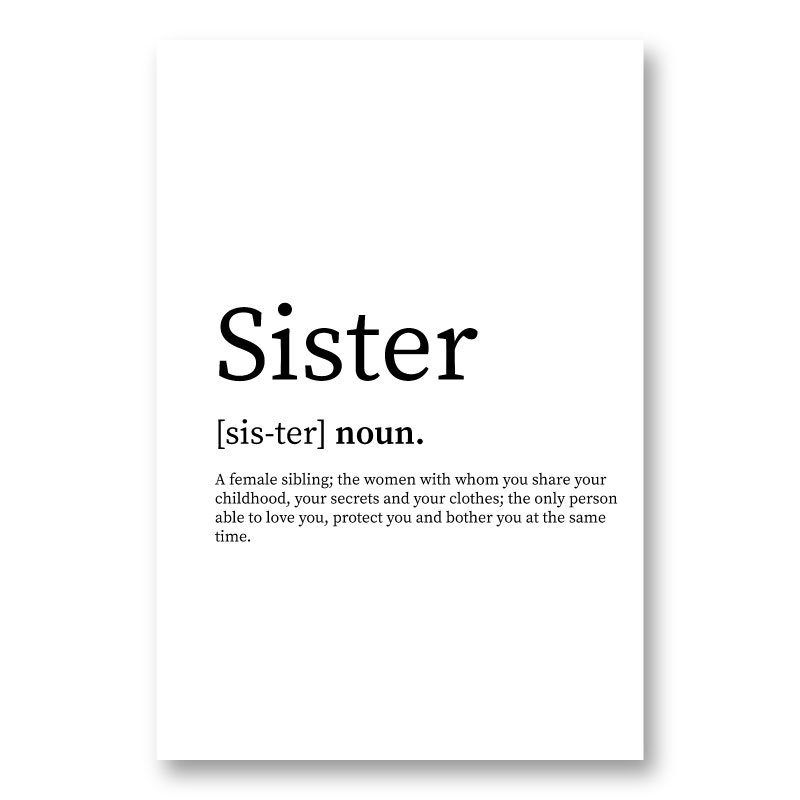 Sister Definition Typography Wall Art