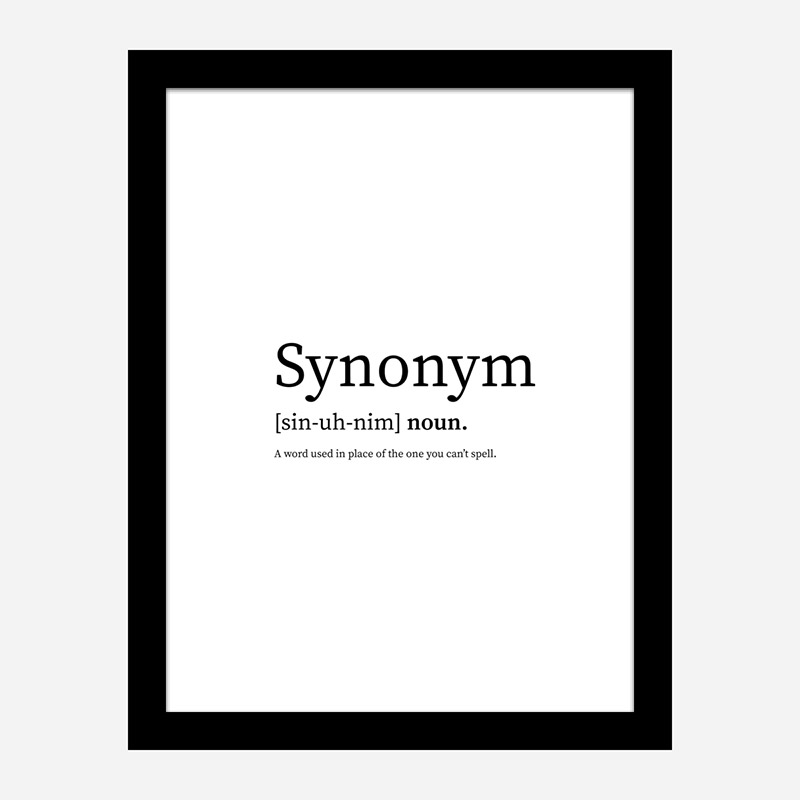 Synonym Definition Typography Wall Art