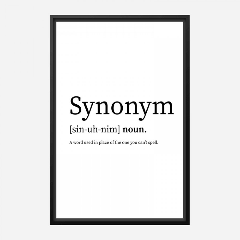 Synonym Definition Typography Wall Art