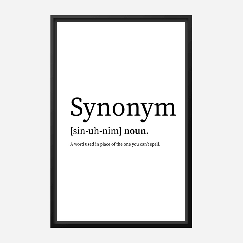 Synonym Definition Typography Wall Art