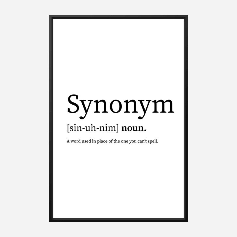 Synonym Definition Typography Wall Art