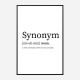 Synonym Definition Typography Wall Art