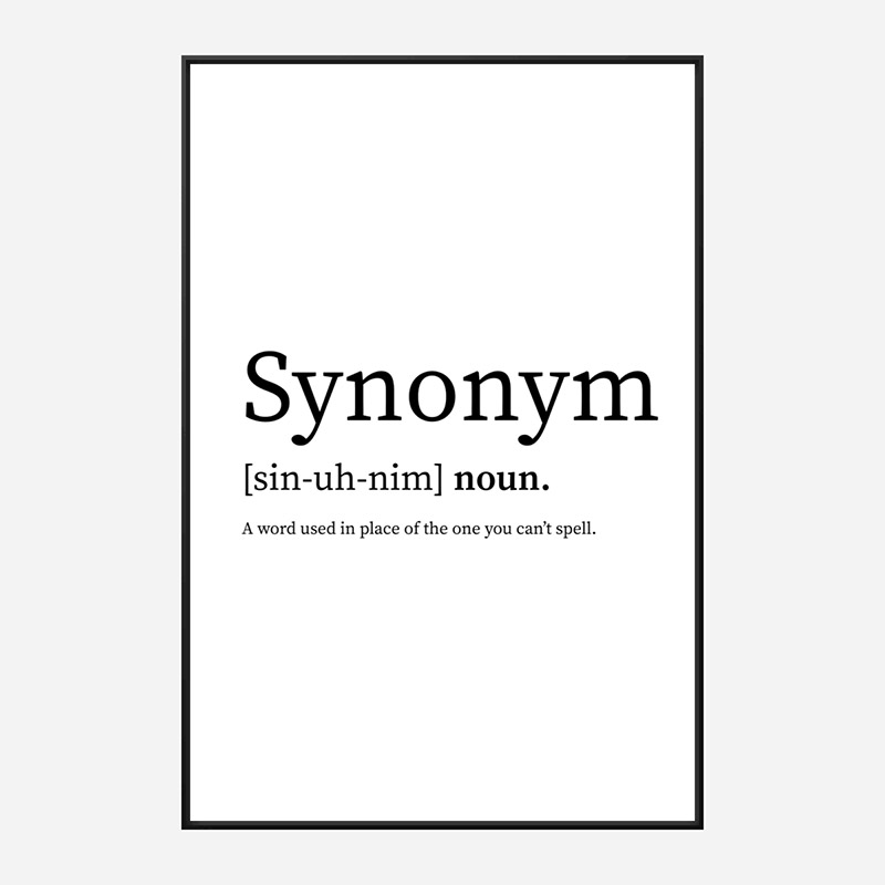 Synonym Definition Typography Wall Art