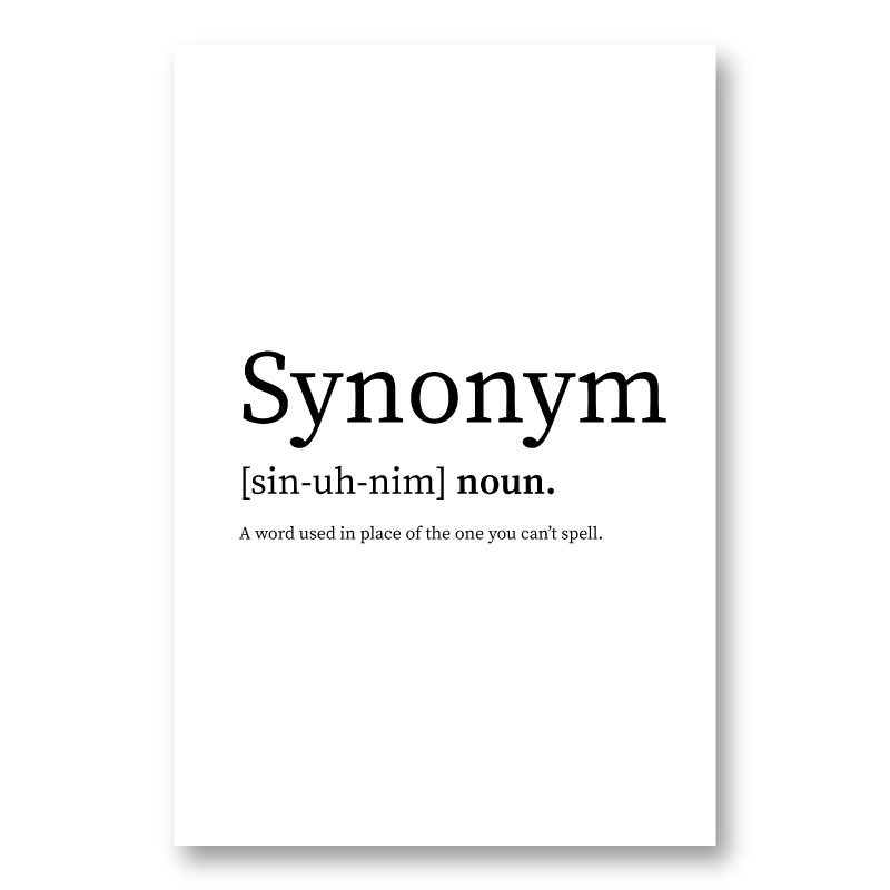 Synonym Definition Typography Wall Art