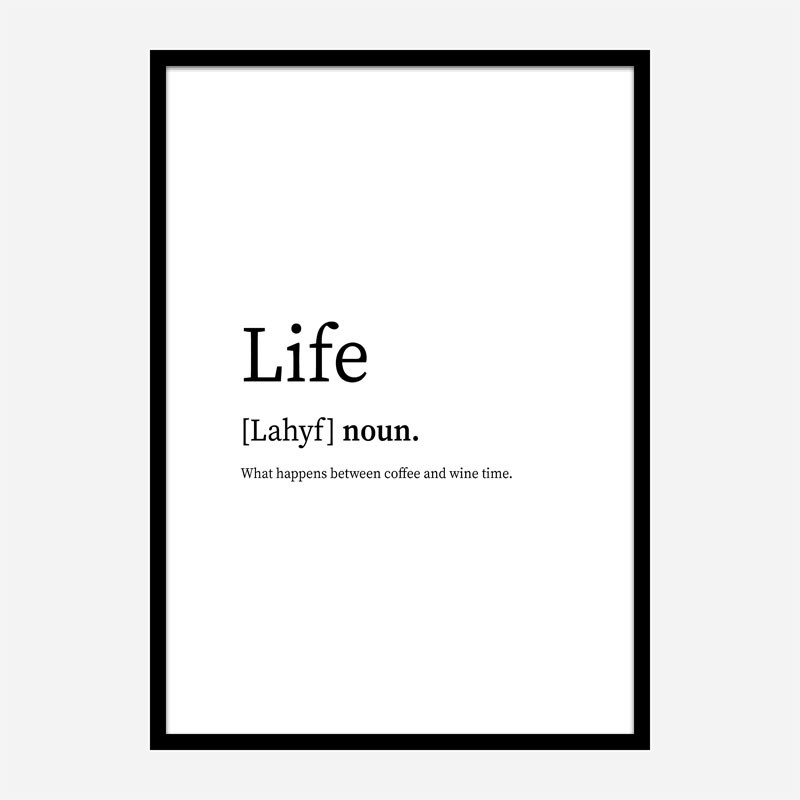 Life Definition Typography Wall Art