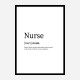 Nurse Definition Typography Wall Art