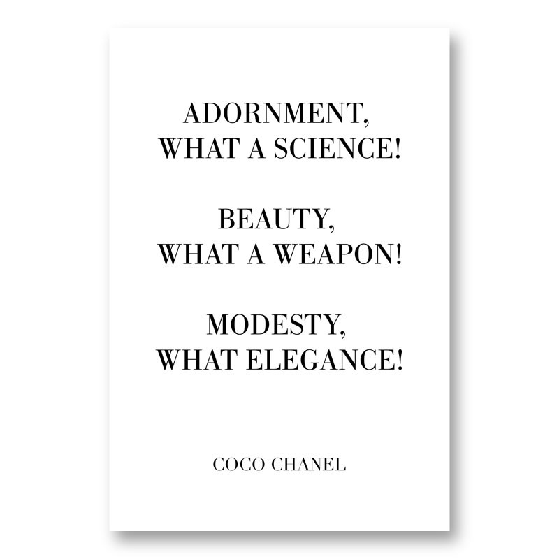 Coco Chanel Adornment Quote Art Print