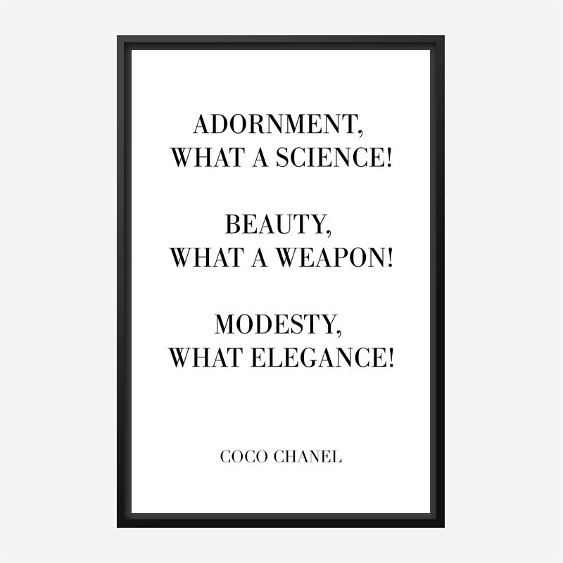 Coco Chanel Adornment Quote Art Print