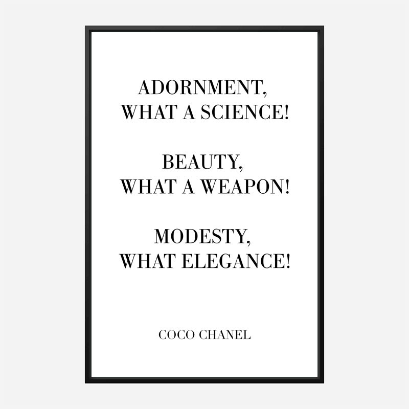 Coco Chanel Adornment Quote Art Print