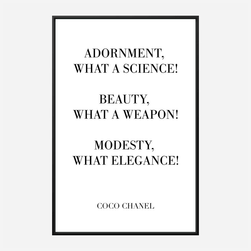 Coco Chanel Adornment Quote Art Print