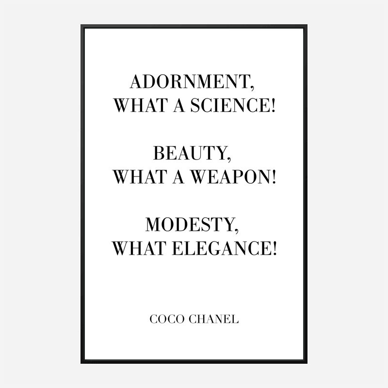 Coco Chanel Adornment Quote Art Print