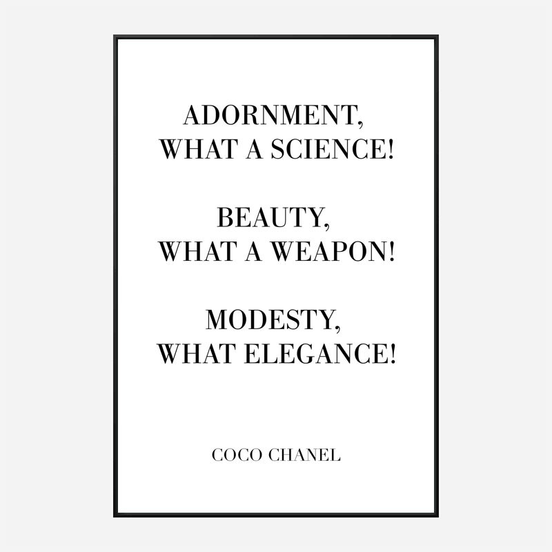 Coco Chanel Adornment Quote Art Print