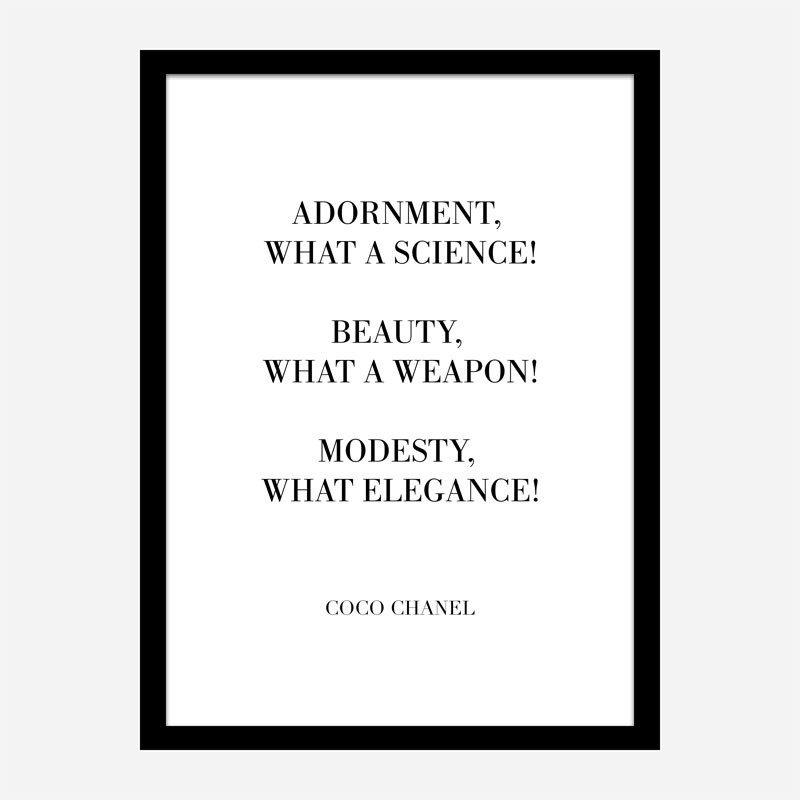 Coco Chanel Adornment Quote Art Print