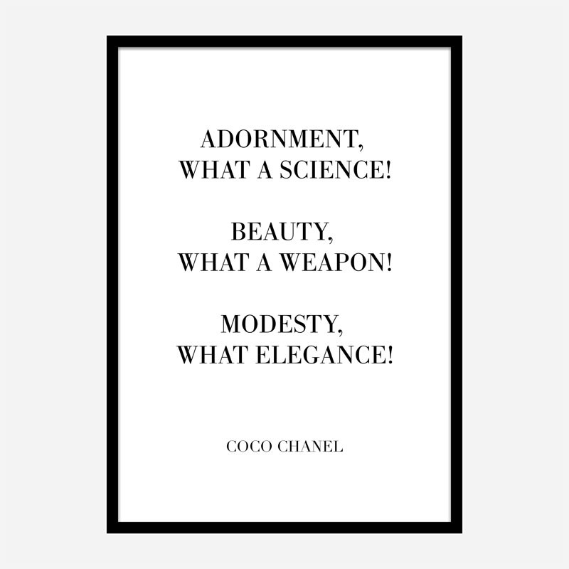 Coco Chanel Adornment Quote Art Print