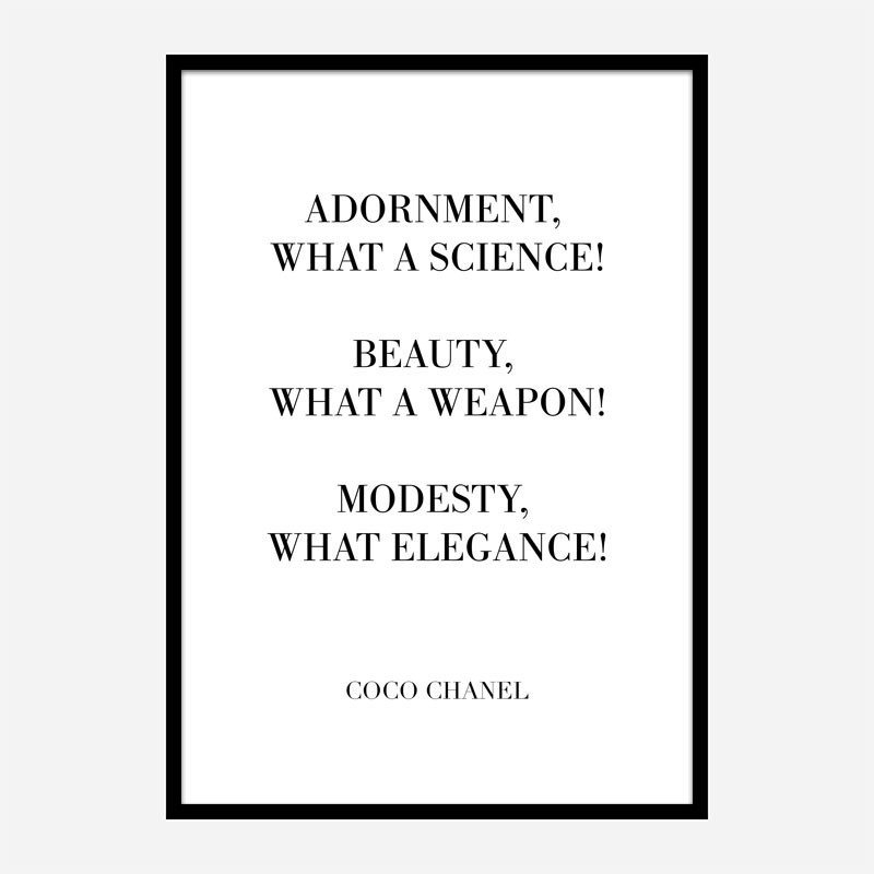 Coco Chanel Adornment Quote Art Print