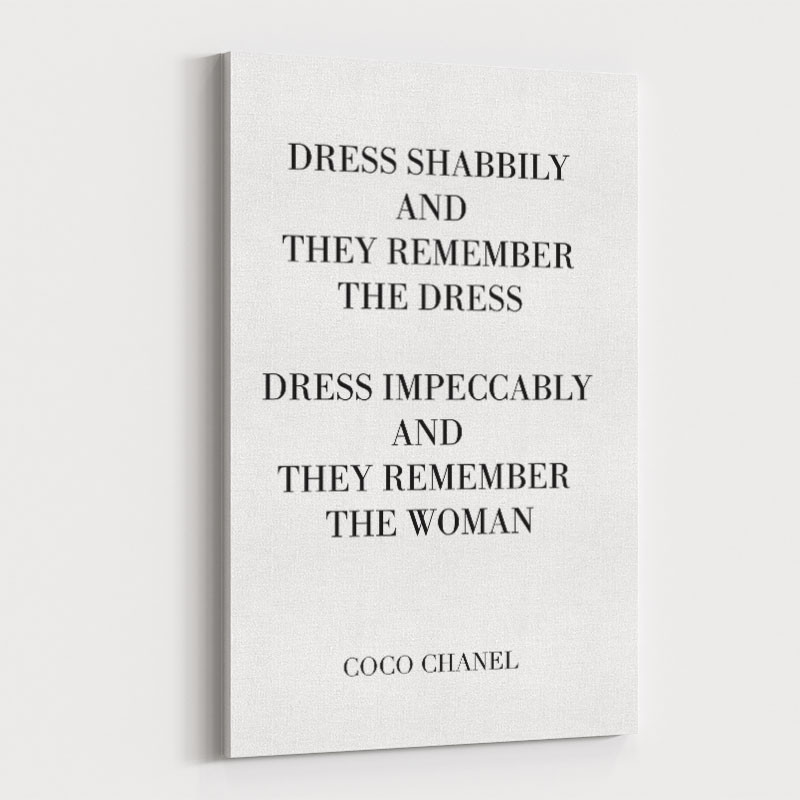 Coco Chanel Dress Impeccably Quote Art Print