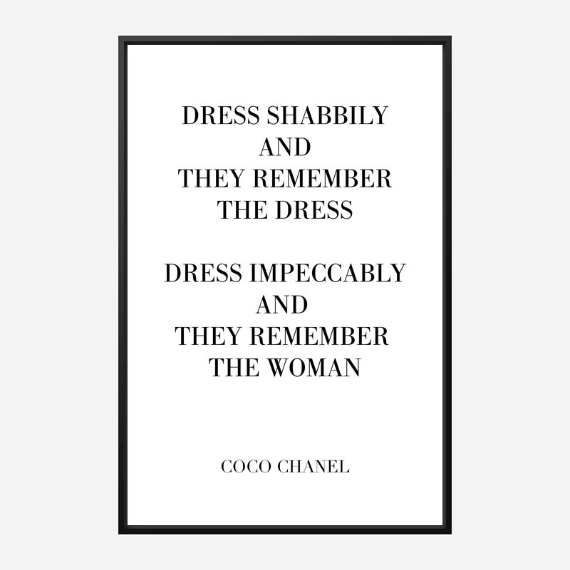 Coco Chanel Dress Impeccably Quote Art Print