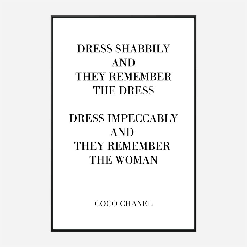 Coco Chanel Dress Impeccably Quote Art Print