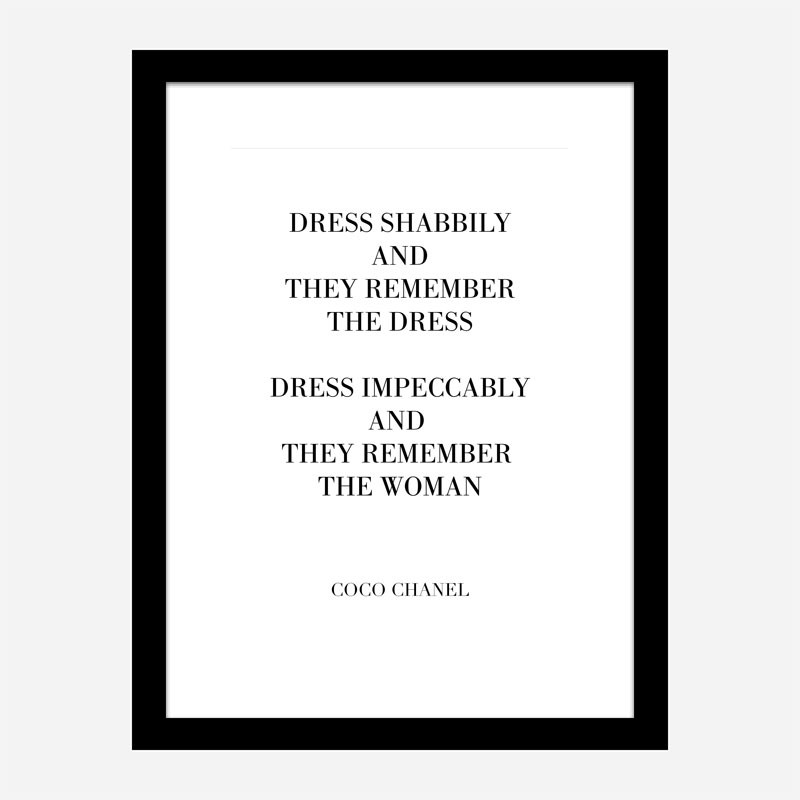 Coco Chanel Dress Impeccably Quote Art Print