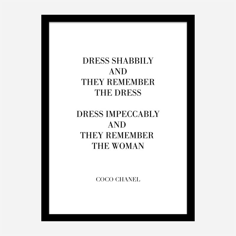 Coco Chanel Dress Impeccably Quote Art Print