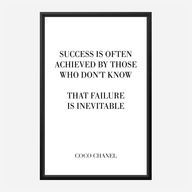 Coco Chanel Success Quote Art Print