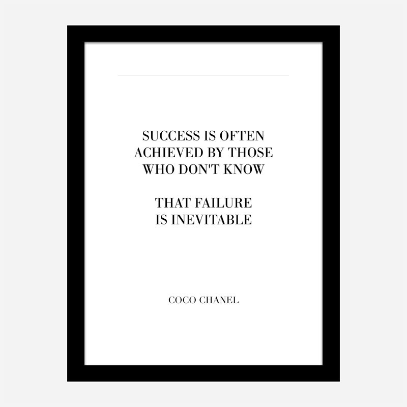 Coco Chanel Success Quote Art Print