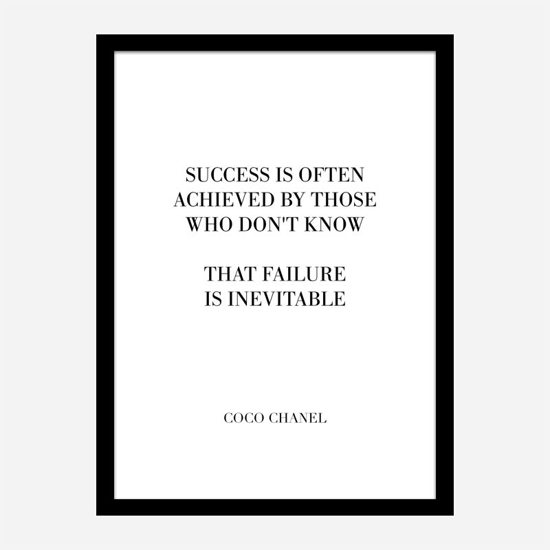 Coco Chanel Success Quote Art Print