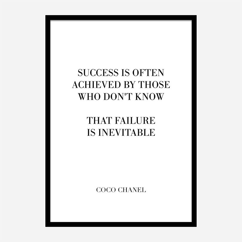 Coco Chanel Success Quote Art Print