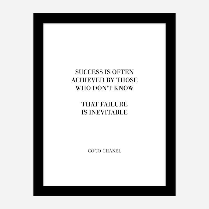 Coco Chanel Success Quote Art Print