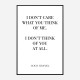 Coco Chanel I don’t care what you think of me Quote Art Print