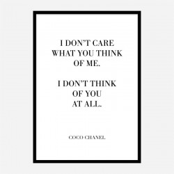 Coco Chanel I don’t care what you think of me Quote Art Print