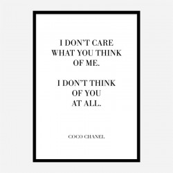 Coco Chanel I don’t care what you think of me Quote Art Print