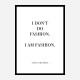 Coco Chanel I don’t do fashion Quote Art Print