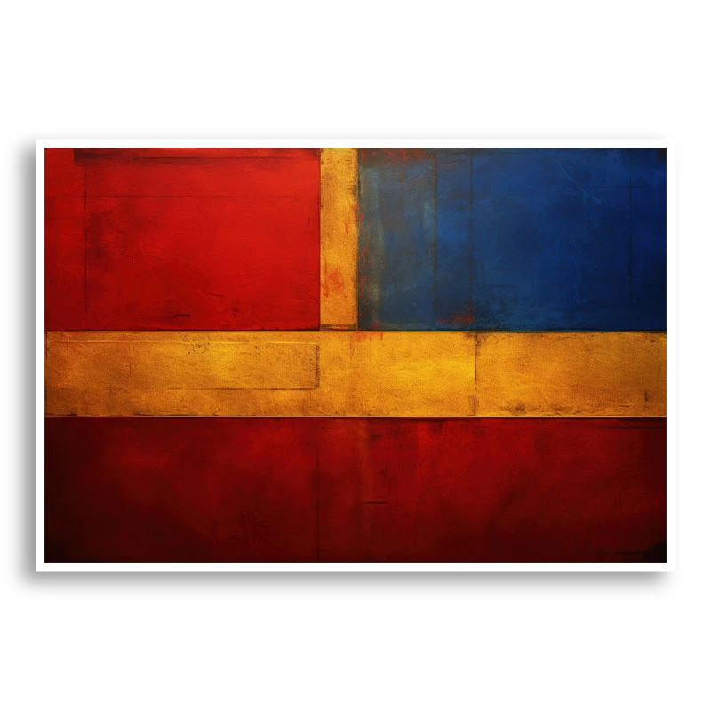 Red Blue & Gold Rothko Style Abstract Art Print