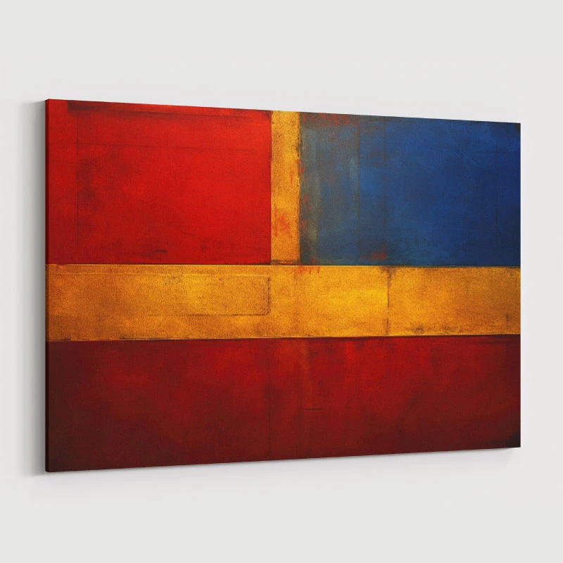 Red Blue & Gold Rothko Style Abstract Art Print