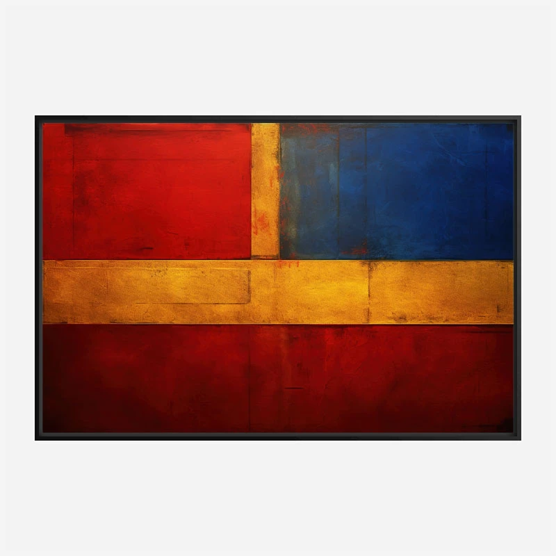 Red Blue & Gold Rothko Style Abstract Art Print
