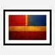 Red Blue & Gold Rothko Style Abstract Art Print