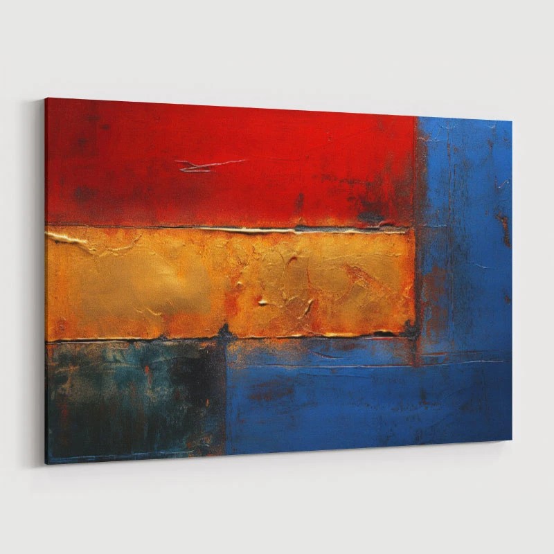 Red Blue & Gold Rothko 2 Style Abstract Art Print