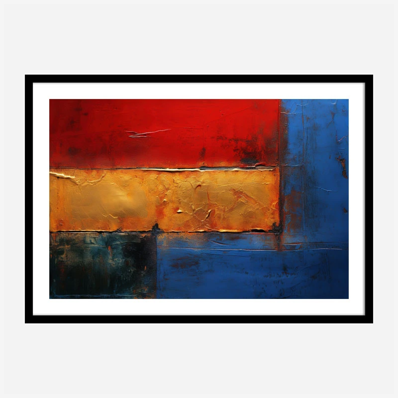 Red Blue & Gold Rothko Style 2 Abstract Art Print