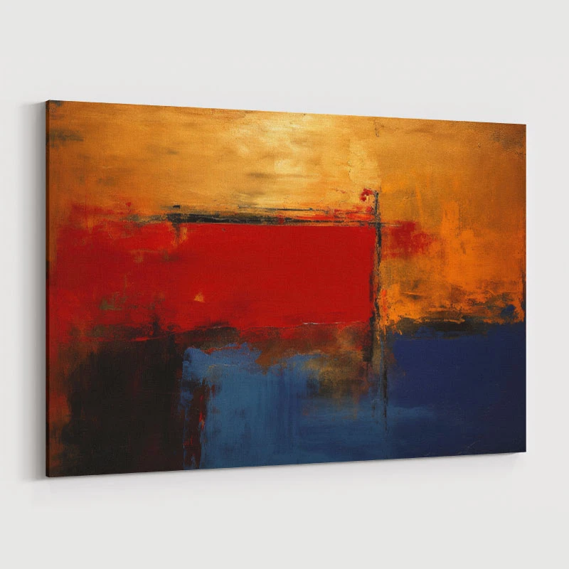 Red Blue & Gold Rothko Style 3 Abstract Art Print